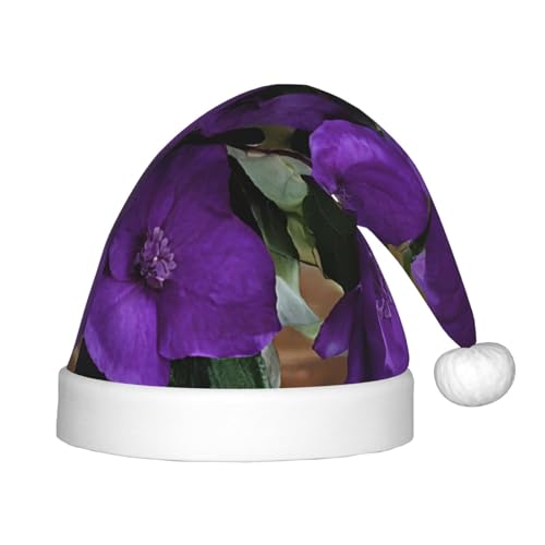 YHLKLWKSZC Weihnachtsmütze mit Lavendelstrauß, bedruckt, Weihnachtsmannmütze, Weihnachtsmannmütze, weich und bequem, 1 Stück von YHLKLWKSZC