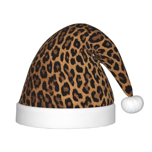 YHLKLWKSZC Weihnachtsmütze mit Leopardenmuster, Weihnachtsmannmütze, weich und bequem, 1 Stück von YHLKLWKSZC