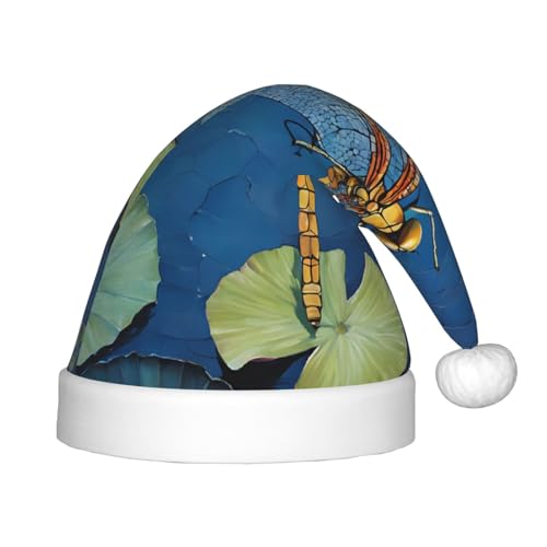 YHLKLWKSZC Weihnachtsmütze mit Libellen-Motiv, bedruckt, Weihnachtsmannmütze, Weihnachtsmannmütze, weich und bequem, 1 Stück von YHLKLWKSZC