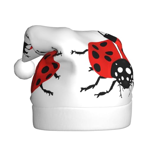 YHLKLWKSZC Weihnachtsmütze mit Marienkäfer-Motiv, bedruckt, Weihnachtsmannmütze für Erwachsene, Unisex, Urlaub von YHLKLWKSZC