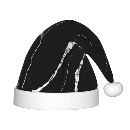 YHLKLWKSZC Weihnachtsmütze mit Marmor-Aufdruck, Schwarz/Gold, Weihnachtsmannmütze, Weihnachtsmannmütze, weich und bequem, 1 Stück von YHLKLWKSZC