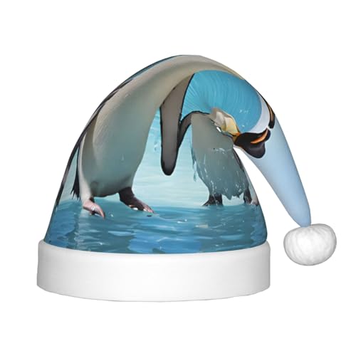 YHLKLWKSZC Weihnachtsmütze mit Pinguin-Motiv, bedruckt, Weihnachtsmannmütze, weich und bequem, 1 Stück von YHLKLWKSZC