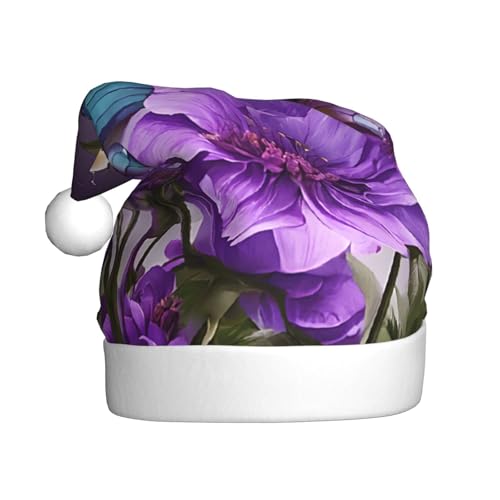 YHLKLWKSZC Weihnachtsmütze mit Schmetterlingsmotiv, für Erwachsene, Unisex, Violett von YHLKLWKSZC