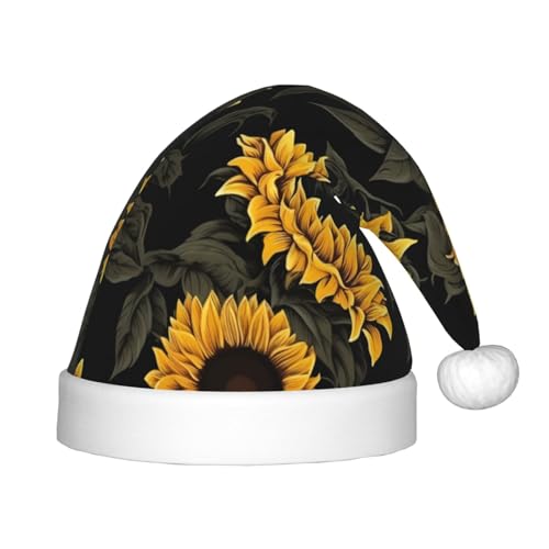 YHLKLWKSZC Weihnachtsmütze mit Sonnenblumen-Motiv, bedruckt, Weihnachtsmannmütze, weich und bequem, 1 Stück von YHLKLWKSZC