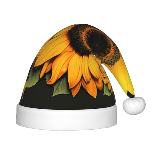 YHLKLWKSZC Weihnachtsmütze mit Sonnenblumen-Motiv, bedruckt, Weihnachtsmannmütze, weich und bequem, 1 Stück von YHLKLWKSZC