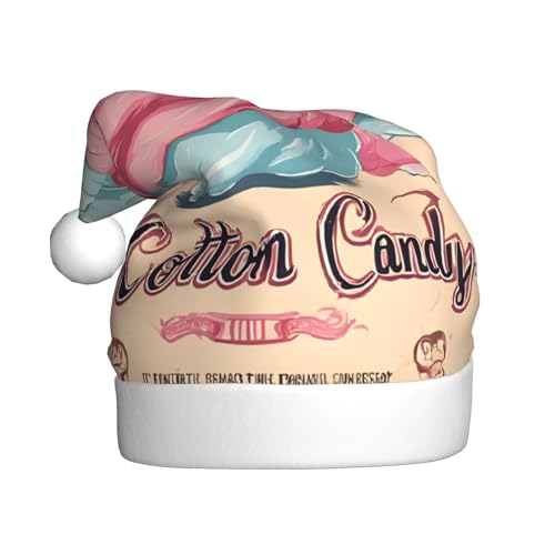 YHLKLWKSZC Weihnachtsmütze mit Zuckerwatte-Aufdruck, bedruckt, Weihnachtsmannmütze für Erwachsene, Unisex, Urlaub von YHLKLWKSZC