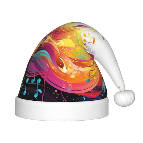 YHLKLWKSZC Weihnachtsmütze mit abstraktem Musik-Thema, Weihnachtsmannmütze, weich und bequem, 1 Stück von YHLKLWKSZC