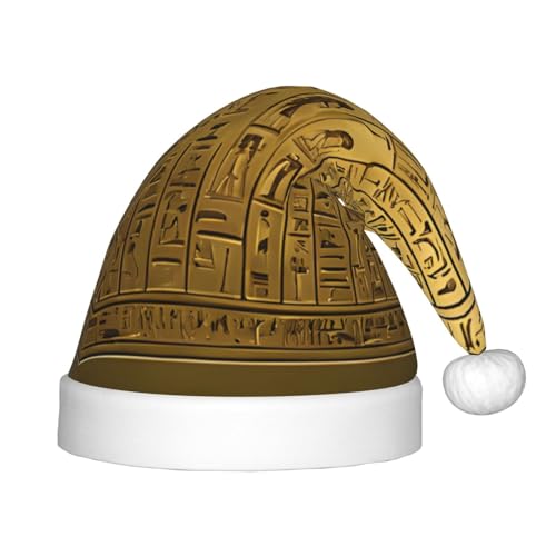 YHLKLWKSZC Weihnachtsmütze mit ägyptischen Hieroglyphen, bedruckt, Weihnachtsmannmütze, weich und bequem, 1 Stück von YHLKLWKSZC