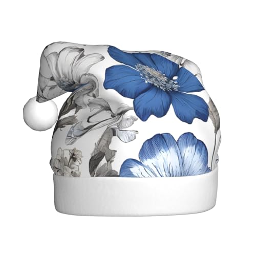 YHLKLWKSZC Weihnachtsmütze mit buntem Blumen- und Vogelmotiv, für Erwachsene, Unisex, für den Urlaub von YHLKLWKSZC