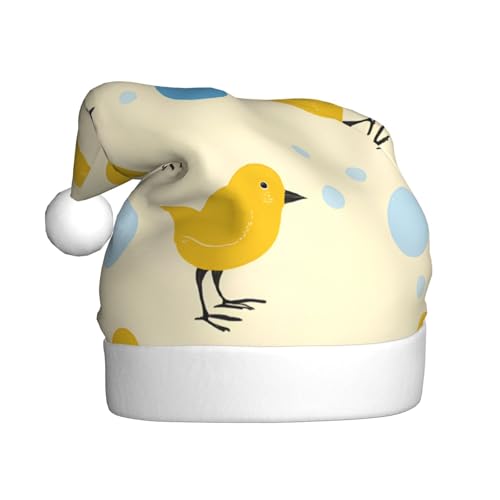 YHLKLWKSZC Weihnachtsmütze mit gelbem Huhn-Motiv, Weihnachtsmannmütze für Erwachsene, Unisex, Urlaubskappe von YHLKLWKSZC
