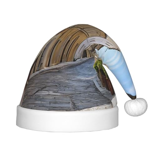 YHLKLWKSZC Weihnachtsmütze mit italienischer Straße, bedruckt, Weihnachtsmannmütze, weich und bequem, 1 Stück von YHLKLWKSZC