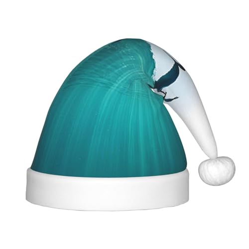YHLKLWKSZC Weihnachtsmütze mit lustigem Delfin, der dich anschaut, bedruckt, Weihnachtsmannmütze, Weihnachtsmannmütze, weich und bequem, 1 Stück von YHLKLWKSZC