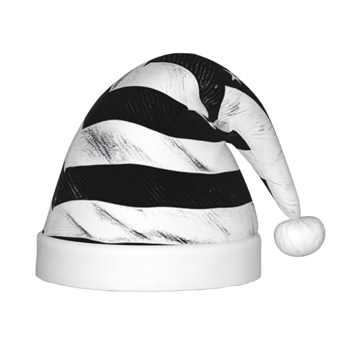 YHLKLWKSZC Weihnachtsmütze mit schwarz-weißer Flagge, bedruckt, Weihnachtsmannmütze, Weihnachtsmannmütze, weich und bequem, 1 Stück von YHLKLWKSZC