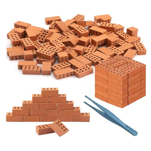 100 Mini Ziegelsteine zum Mauern, Mini Simulation Ziegel Rot,Mini Modellbau Bricks Set,Kinder Miniatur Ziegelsteine mit 8 Löchern für DIY Puppenhaus Fairy Garten Deko 2 x 1 x 0.5cm(Mit einer Pinzette) 100 Mini Ziegelsteine zum Mauern, Mini Simulation Ziegel Rot,Mini Modellbau Bricks Set,Kinder Miniatur Ziegelsteine mit 8 Löchern für DIY Puppenhaus Fairy Garten Deko 2 x 1 x 0.5cm(Mit einer Pinzette) von YHNMMNO