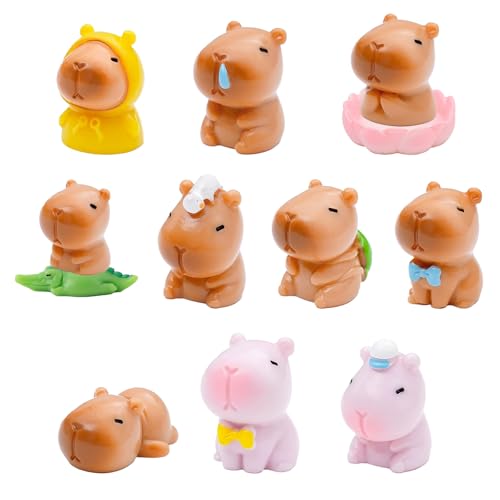 12pcs Mini Capybara Figuren,Harz Wasserschwein süß Miniatur Capybara Puppenhaus Zubehör Capibara Action Figuren Set Miniature Kuchendekoration Dekoration für Tisch Gartendeko Autodeko Aquarium von YHNMMNO