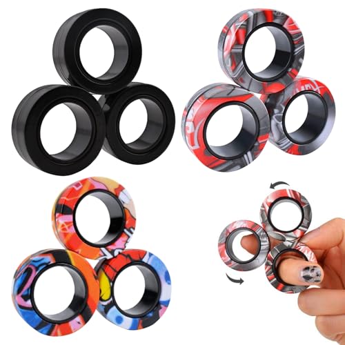 3 Sätze Magnetische Ringe Fidget Toys,9 PCS Adhs Magische Fingerring Spielzeug Sets,Anti-Stress Fidget Toy,Spinner Fingerring Ring für Kinder Stress Erwachsene 3 Sätze Magnetische Ringe Fidget Toys,9 PCS Adhs Magische Fingerring Spielzeug Sets,Anti-Stress Fidget Toy,Spinner Fingerring Ring für Kinder Stress Erwachsene von YHNMMNO
