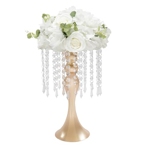 10 Stück 13,77 Zoll hohe Vasen als Hochzeitsmittelstücke – elegante Blumenständer for Hochzeiten, Partys und als Heimdekoration(Gold,13.77in) von YHNNH