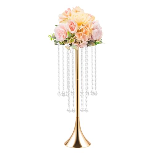 10 Stück 21,9" elegante Kristallvasen als Tafelaufsatz for Hochzeiten, Partys und als Heimdekoration(Gold) von YHNNH