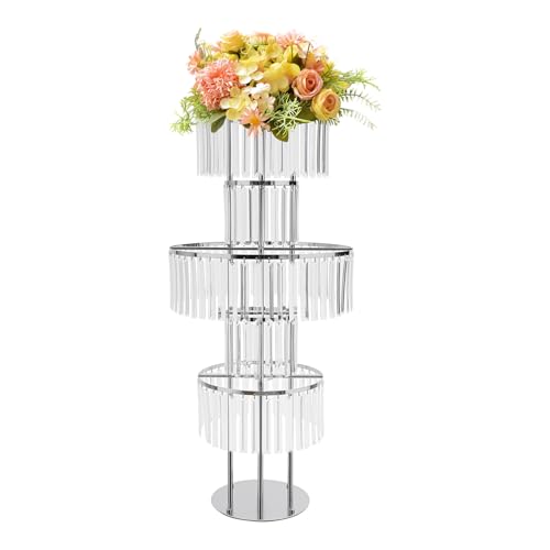 5-stöckiger Blumenständer aus Kristallglas – eleganter Präsentationsständer mit runder Basis for Hochzeiten, Partys und als Heimdekoration(Silver) von YHNNH