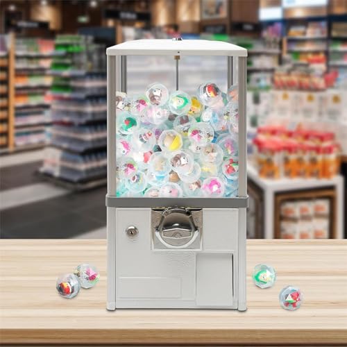 YHNNH, Automatischer Kapselautomat for Kapseln for Einzelhandelsgeschäfte, runder Kapsel-Hüpfballspender for 4,5–5,5 cm for Spieleläden, rot(White) von YHNNH