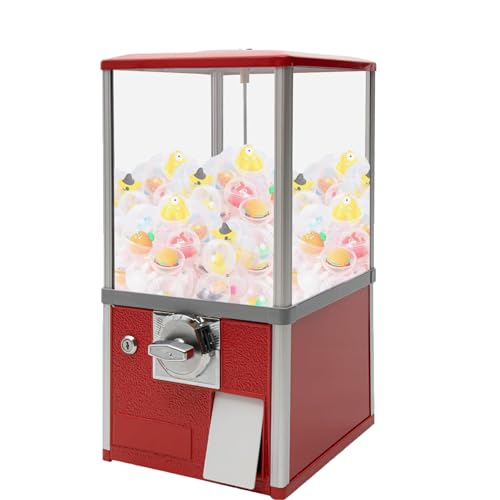 YHNNH, Durchscheinender Kaugummiautomat, Vintage-Süßigkeitsautomat, münzbetriebener Süßigkeitenautomat und Sparschwein, Rot(Red) von YHNNH