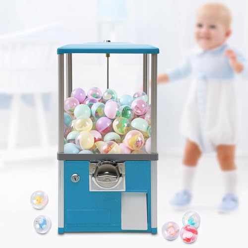 YHNNH, Kaugummiautomat for Kinder, 21" Höhe, Heim-PS-Hüpfballspender, fasst 200 Kapselspielzeuge, rechteckige, münzbetriebene Kaugummibank, Rot(Blue) von YHNNH
