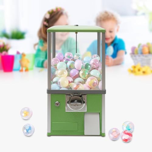 YHNNH, Kaugummiautomat for Kinder, 21" Höhe, Heim-PS-Hüpfballspender, fasst 200 Kapselspielzeuge, rechteckige, münzbetriebene Kaugummibank, Rot(Green) von YHNNH