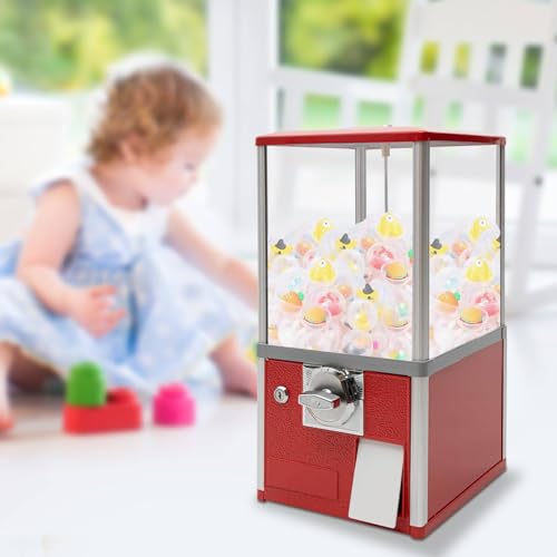 YHNNH, Kaugummiautomat for Kinder, 21" Höhe, Heim-PS-Hüpfballspender, fasst 200 Kapselspielzeuge, rechteckige, münzbetriebene Kaugummibank, Rot(Red) von YHNNH