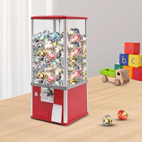 YHNNH, Kommerzielle Kaugummimaschine, Kapselmaschine mit Schlössern, automatische Kapselmaschine, Kapsel-Hüpfballspender for 4,5–5,5 cm, rot(Red) von YHNNH