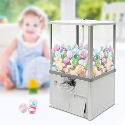 YHNNH, Kommerzieller Bonbon-Kaugummiautomat mit Schlössern for Spielzeug mit 4,5–5,5 cm Durchmesser – Kapselautomat for Zuhause (rot)(White) von YHNNH