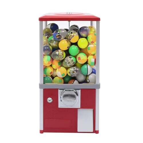 YHNNH, Münzbetriebener Kapselautomat, kommerzieller Kaugummiautomat for Süßigkeiten, runder Kapsel-Hüpfballspender for 4,5–5,5 cm, rot(Red) von YHNNH