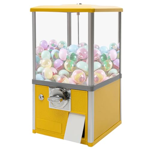 YHNNH, Süßigkeitenautomat for kleine Unternehmen, Gumball-Automat, Kapselgerät, Preisautomat, kommerzieller runder Kapselautomat (rot)(Yellow) von YHNNH