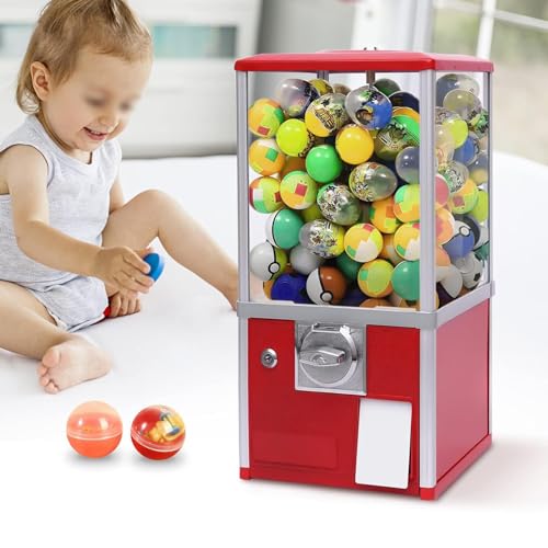 YHNNH, Verkaufsautomat for Kinder, Kapselautomat mit Schlössern for Kapselspielzeug mit 4,5–5,5 cm Durchmesser for Spieleläden, Rot(Red) von YHNNH