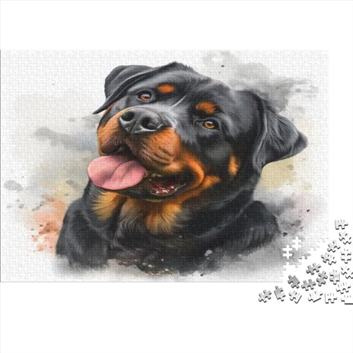 Rottweiler Puzzle 1000 Teile Puzzles Für Erwachsene Lernspiel Herausforderungsspielzeug 1000-teilige Puzzlespiel Für Erwachsene Kinder Puzzel 1000pcs (75x50cm) von YHOPJKFRA