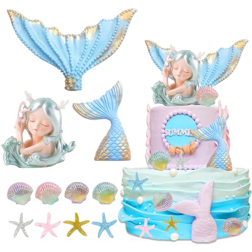 YHUIKXIN Meerjungfrau Kuchen Dekoration Unterwasser Ozean Geburtstag Dekoration Cake Topper Meerjungfrau Figuren Tortendeko Geburtstag für Mädchen Junge Party Torten Deko YHUIKXIN Meerjungfrau Kuchen Dekoration Unterwasser Ozean Geburtstag Dekoration Cake Topper Meerjungfrau Figuren Tortendeko Geburtstag für Mädchen Junge Party Torten Deko von YHUIKXIN