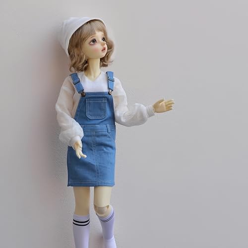 YHYQiFei Bjd Puppenkleidung für 1/3 1/4 1/6 Bjd-Puppen, Kugelgelenk-Puppenkleidung, handgefertigt, Hosenträgerrock für Bjd-Puppen, Geschenke (Blau, 1/6) von YHYQiFei