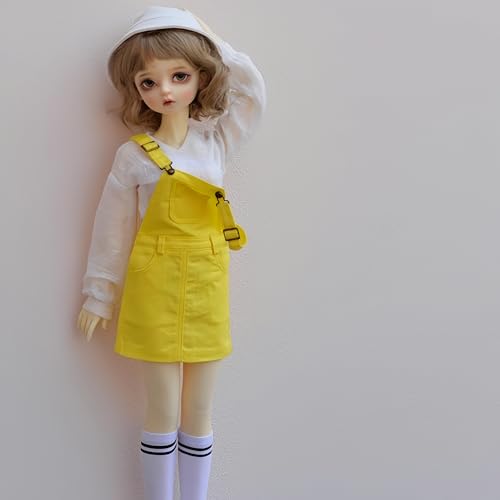 YHYQiFei Bjd Puppenkleidung für 1/3 1/4 1/6 Bjd-Puppen, Kugelgelenk-Puppenkleidung, handgefertigt, Hosenträgerrock für Bjd-Puppen, Geschenke (Gelb, 1/4) von YHYQiFei