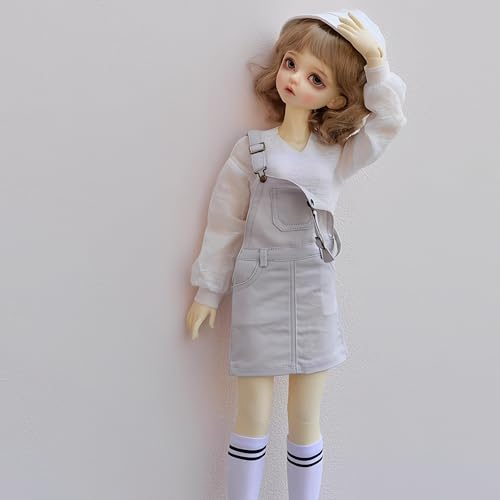 YHYQiFei Bjd Puppenkleidung für 1/3 1/4 1/6 Bjd-Puppen, Kugelgelenk-Puppenkleidung, handgefertigt, Hosenträgerrock für Bjd-Puppen, Geschenke (Grau, 1/3) von YHYQiFei