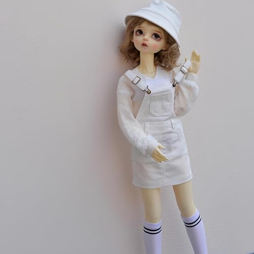 YHYQiFei Bjd Puppenkleidung für 1/3 1/4 1/6 Bjd-Puppen, Kugelgelenk-Puppenkleidung, handgefertigt, Hosenträgerrock für Bjd-Puppen, Geschenke (Weiß, 1/3) von YHYQiFei