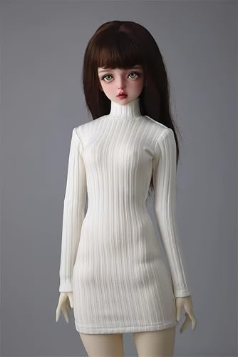 YHYQiFei Bjd Puppenkleidung für 1/3 BJD-Puppen, Ballgelenk-Puppenkleidung, handgefertigt, Pit-Muster Strickrock für bjd-Puppen, Geschenk (weiß) von YHYQiFei