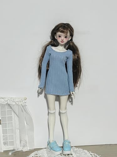YHYQiFei Bjd Puppenkleidung für 1/4 1/6 Bjd-Puppen, Ballgelenk-Puppenkleidung, handgefertigt, gestricktes figurbetontes Kleid, Socken, Schuhe (Blau, 1/6) von YHYQiFei