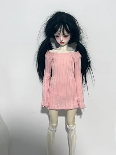 YHYQiFei Bjd Puppenkleidung für 1/4 1/6 Bjd-Puppen, Ballgelenk-Puppenkleidung, handgefertigt, gestricktes figurbetontes Kleid, Socken, Schuhe (Rosa, 1/6) von YHYQiFei