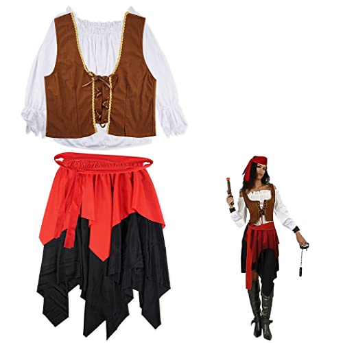 YHomU Piratenkostüm in Erwachsenengröße, Piratenkostüm, Piraten-Kostüm für Cosplay, inklusive Hemd, passend für Piratenkostüm für erwachsene Frauen YHomU Piratenkostüm in Erwachsenengröße, Piratenkostüm, Piraten-Kostüm für Cosplay, inklusive Hemd, passend für Piratenkostüm für erwachsene Frauen von YHomU