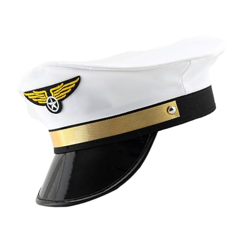 YIAGXIVG Unisex Hut für Rollenspiele Erwachsene Themenparty Kapitän Hut mit Abzeichen für Bühnenauftritte Kostüm Kopfbedeckung Unisex Kapitän Hut von YIAGXIVG