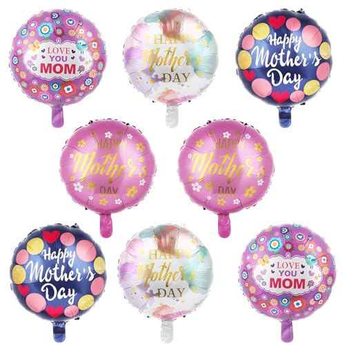 Luftballons "Happy Mother's Day", 8 Stück, 45,7 cm, Muttertagsdekoration, Folienballons, rund, bunt, Heliumballon für Muttertag, Geburtstag, Party-Dekorationen Luftballons "Happy Mother's Day", 8 Stück, 45,7 cm, Muttertagsdekoration, Folienballons, rund, bunt, Heliumballon für Muttertag, Geburtstag, Party-Dekorationen von YIAJIA