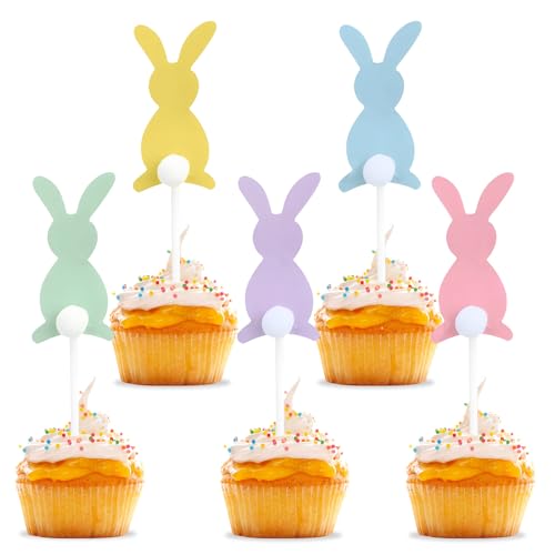 Oster-Cupcake-Topper, 10 Stück Oster-Kuchendekorationen, Osterhasen-Kuchenaufsätze für Oster-Mottoparty, Kuchendekorationen Oster-Cupcake-Topper, 10 Stück Oster-Kuchendekorationen, Osterhasen-Kuchenaufsätze für Oster-Mottoparty, Kuchendekorationen von YIAJIA