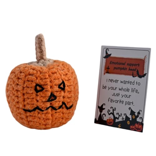 YIBOZI Halloween Kleine Kürbiskopf Häkelpuppen Ornament Handgemachte Emotionen Strickspielzeug Positiv Dekoratives Geschenk von YIBOZI
