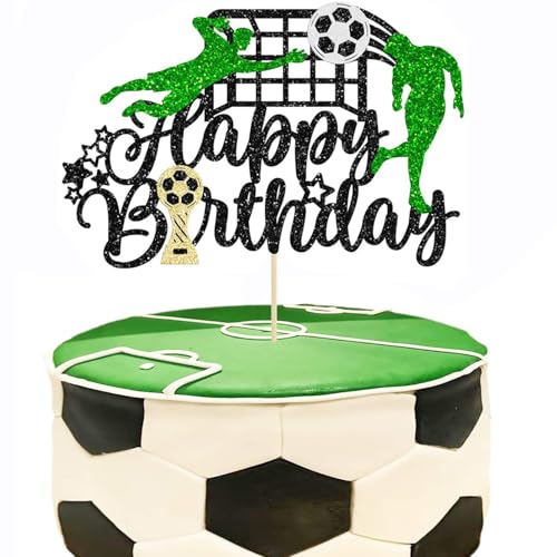 1 x Fußball-Kuchenaufsatz "Happy Birthday", Glitzer, Fußballspieler, Kuchendekorationen für Sportthemen, Mann, Jungen, Mädchen, Geburtstagsparty-Dekoration 1 x Fußball-Kuchenaufsatz "Happy Birthday", Glitzer, Fußballspieler, Kuchendekorationen für Sportthemen, Mann, Jungen, Mädchen, Geburtstagsparty-Dekoration von YICRESITY