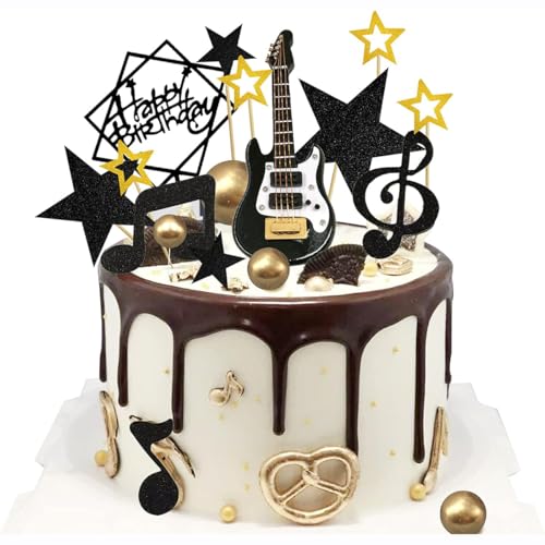 Gitarren-Kuchenaufsätze, Musiknote, Geburtstag, Kuchendekoration, 1:12, Gitarrenmodell, Dekorationen für Musikerparty, Geburtstagsparty, Rock-Themenparty-Zubehör Gitarren-Kuchenaufsätze, Musiknote, Geburtstag, Kuchendekoration, 1:12, Gitarrenmodell, Dekorationen für Musikerparty, Geburtstagsparty, Rock-Themenparty-Zubehör von YICRESITY