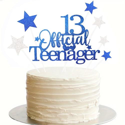 Offizieller Tortenaufsatz für Teenager, 13, glitzernd, Happy 13th Birthday, Kuchendekorationen mit Stern, für Teenager-Geburtstag, dreizehn Jahre, Party-Dekorationen, Zubehör, Blau Offizieller Tortenaufsatz für Teenager, 13, glitzernd, Happy 13th Birthday, Kuchendekorationen mit Stern, für Teenager-Geburtstag, dreizehn Jahre, Party-Dekorationen, Zubehör, Blau von YICRESITY
